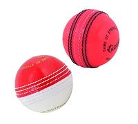 Kosma Pack of 2 Cricket Incrediball Practice Balls (2 Pack) -Red/White, Pink | Traditional Coaching Cricket Balls