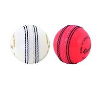 Kosma Pack of 2 Cricket Incrediball Practice Balls - White, Pink | Traditional Coaching Cricket Ball
