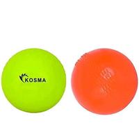 Kosma Pack of 2 Windball Cricket Ball | Indoor & Outdoor Soft Training Cricket Ball for Coaching Practice (1Pc each Fluorescent Yellow, Orange)