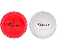 Kosma Pack of 2 Windball Cricket Ball | Indoor & Outdoor Soft Training Cricket Ball for Coaching Practice (1pc Each Red & White)