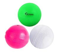 Kosma Pack of 3 Windball Cricket Ball | Indoor & Outdoor Soft Training Cricket Ball for Coaching Practice (Pink, White, Green)