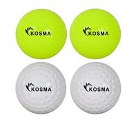 Kosma Pack of 4 Dimple Hockey Ball | Outdoor Sports Practice Training Balls - 2Pc Each of Fluorescent Yellow & White
