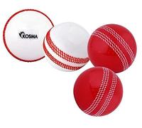 Kosma Pack of 4 Windball Cricket Ball | Indoor & Outdoor Soft Training Cricket Ball for Coaching Practice (2 Pc each White with Red Seam & Red with White Seam)