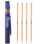 Kosma Pack of 4pc Speed Training Slalom Poles 5ft x 25mm with metal spike in Carry Bag - Colour: Orange | Agility Football Training Posts