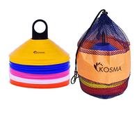 Kosma Pack of 50 Multi Sports Training Space Marker Cone Set with Carry Stand | Agility Training Cones - (10 Pc Each of Yellow, Blue, Pink, White, Orange)