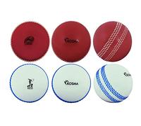 Kosma Pack of 6 Windball Cricket Ball | Indoor & Outdoor Soft Training Cricket Ball for Coaching Practice (3Pc Each of Red with White seam, White with Blue seam)