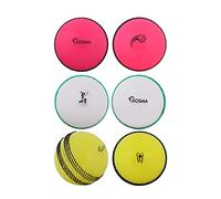Kosma Pack of 6 Windball Cricket Ball | Indoor & Outdoor Soft Training Cricket Ball for Coaching Practice - (2Pc each of Pink with Black Seam, White with Green Seam, Yellow with Black Seam)