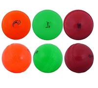 Kosma pack of 6 Windball Cricket Ball | Indoor & Outdoor Soft Training Cricket Ball for Coaching Practice (Colour: 2 Pc Each Orange, Green, Red)