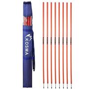 Kosma Pack of 8Pc Speed Training Slalom Poles 5ft x 25mm with metal spike in Carry Bag - Color: Orange | Agility Football Training Posts