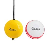 Kosma Set of 2 Pc Cricket ball Set (Hanging Ball For Cricket Practice With Reaction String in Yellow colour & Wind Ball White with Read Seam)