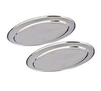 Kosma Set of 2 Stainless Steel Oval Serving Plates (60cm) - Rice, Meat, Carvery Platters