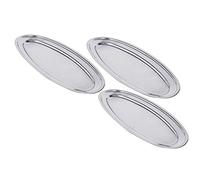 Kosma Set of 3 Stainless Steel Oval Plates 50cm - Mirror Finish Serving Meat Platter | Serving Dish | Multi Purpose Durable Kitchenware