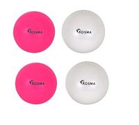 Kosma Set of 4 Cricket Wind Balls | Indoor & Outdoor training Cricket Ball | Cricket Coaching Ball | Cricket Training Equipment | 2 x Pink, 2 x White Colour