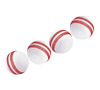 Kosma Set of 4 Soft Wind Ball Cricket Balls - White with Red Seam for Training
