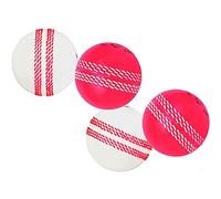 Kosma Set of 4 Wind Ball Cricket Ball | Soft Training Balls | Sports & Outdoors (2Pc White with Pink Seam & 2Pc Pink with White Seam)