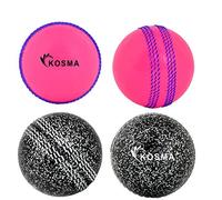 Kosma Set of 4 Windball Cricket Ball | Indoor & Outdoor Soft Training Cricket Ball for Coaching Practice (Glitter Balls - 2Pc Each Pink with Blue seam, Black sparkle with White seam)