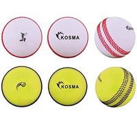 Kosma Set of 6 Windball Cricket Ball | Indoor & Outdoor Soft Training Cricket Ball for Coaching Practice (3Pc Each of White with Red seam & Yellow with Black seam)