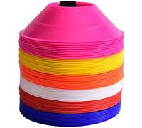 Kosma Set of 60 Mini Multi Sports Space Marker Cones - Multicolor Cone Set with Carry Strap - 10 cones of 6 (Blue, orange, Pink, White, Yellow & Red)
