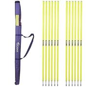 Kosma Speed Training Slalom Poles 5ft x 25mm with metal spike in Carry Bag (12 Pack - Yellow) | Spring Loaded Agility Training Pole | Football Training Posts | Multi Sports Equipment - Fitness & Speed
