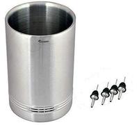 Kosma Stainless Steel Wine Cooler Double Wall | Drink Cooler | Designer Wine Chiller with 4Pc Freeflow Wine Pourer