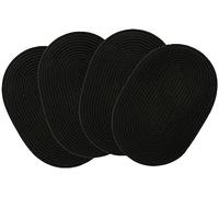 Kosmeey Oval Woven Placemats Set of 4, Rattan Placemats 12x16 Inch Cotton Wicker Placemats Farmhouse Boho Circle Braided Heat Resistant Outdoor Placemats Patio Table Place Mats (Black)