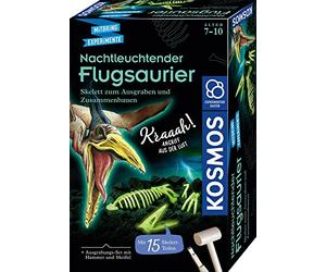 Kosmos 636166 Glow-in-the-Dark Flying Dinosaur, Skeleton for Digging and Assembly, Complete Set with Hammer and Chisel, Experiment Box for Children from 7 Years and Dino Fans, Birthday Gift, Colourful