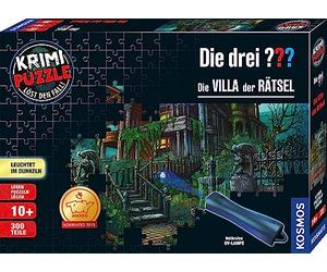 KOSMOS 697976 - Crime Puzzle: The Three ??? - The Villa of the Riddles, glows in the dark, 300 pieces with UV lamp, reading - puzzles - solving puzzles, for children from 10 years