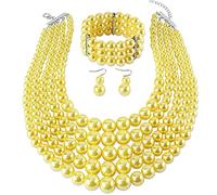KOSMOS-LI Multi Layer Pearl Strand Costume Jewelry Sets