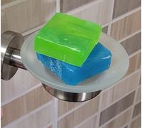 Kosmos Tec Soap Holder With Glass Insert (402403) Matte Brushed/ Satin Glass