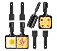 Kosmosta 4 Pack Square Raclette Pans with 4 Nylon Spatulas, Non-Stick Iron Trays, Replacement Raclette Grill Pan Set for Baking Machines