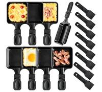 Kosmosta 8 Pack Square Raclette Pans with 8 Nylon Spatulas, Non-Stick Iron Trays, Replacement Raclette Grill Pan Set for Baking Machines