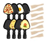 Kosmosta 8 Pack Triangle Raclette Grill Pan with 8 Wooden Spatulas, Non-Stick Iron Trays, Mini Cheese Melter, Raclette Replacement Accessories for Party Use, Tabletop Cooking
