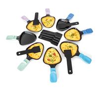 Kosmosta Raclette Cheese Pan Replacement Set, 8-Pack Triangular Nonstick Pans with Color-Coded Handles, Ice Cream Series, Includes 8 Nylon Spatulas, for Raclette Grills and Party Use, Tabletop Cooking