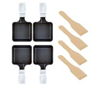 Kosmosta Set of 4 raclette pans, mini non-stick pans, melting accessories for raclettes, replacement plates, raclette dishes, mini raclette pan, square shape