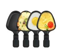 Kosmosta Triangle Raclette Pans, 4-Pack Non-Stick Coated Mini Grill Cheese Pan, Black