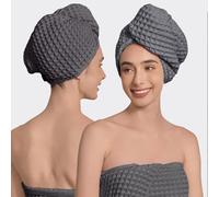 KOSMU Hair Towel | 100% Cotton Silk Hair-Drying Waffle Wrap Turban for Women, Ultra-Absorbent, Anti Frizz, Hair Damage Protection for Straight and Curly Hair (Shell White, 1 Pack)