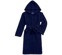 KOSMU Luxury Hotel & Spa Silk-infused Japanese Cotton Waffle Unisex Bathrobe (Hooded, Ocean Blue, S/M)