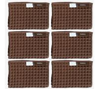KOSMU Luxury Japanese Cotton Silk Waffle Bath Towel | Plush, Absorbent, and Quick Dry (Dark Cocoa, Face Towel (6 Pack))