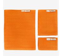 KOSMU Luxury Japanese Cotton Waffle Bath Towel | Plush, Absorbent, and Quick Dry | Free Storage Bag Included (Coral Orange, Bath Sheet Set (3-Piece))