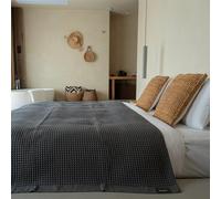 KOSMU Silk-Infused Waffle Blanket | 100% Organic Cotton and Silk, Soft, Breathable, Cooling for Hot Sleepers, Luxury Throws for Bed, Couch and Sofa, 67''x91'' (Smoke)