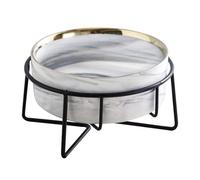 Kosoa Dazzling Ceramic Elevated Cat Bowls, Raised Dog Pet Cat Food Water Bowl for Indoor (Grey, Large)