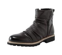 kosopse La Scarpe Men's Leather Boots Retro Vintage Short Boots Side Zipper Pleated Boots Dragon Leather Shoes for Men, mocha, 12.5 UK