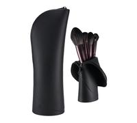 Kososuru Travel Makeup Brush Holder, Silicone Small Makeup Brush Case, Portable Stand-up Makeup Tools Cosmetic Bags for Women,Soft Waterproof Brushes Organizer with Zipper, Black, Fashion