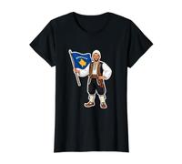 Kosovo Boy Traditional Flag Heritage Value Graphic T-Shirt, Women, Black, XS