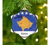 Kosovo Christmas Ornaments Latin America Hispanic Country European Asia Africa Flags Hanging Ornaments Holiday Christmas Tree Decorations Decorative Ceramic Ornament Pendant for Neighbor Friends