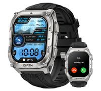 KOSPET TANK M4 Smart Watch for Men, GPS, Offline Maps, Full Stainless Steel, 10ATM Waterproof 45M Freediving, 50-Day Battery, Bluetooth Call, 24/7 Heart Rate & Sleep Monitor, for Android iOS (Silver)