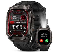 KOSPET TANK M4C Smart Watch for Men, Rugged Full Metal, GPS, LED Flashlight, Walkie-Talkie, Bluetooth Calls, 1.96” AMOLED, 5ATM Waterproof, 50-Day Battery Life, Heart Rate/SpO2/Sleep Monitor (Black)