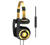 Koss Porta Pro Limited Edition Black Gold On-Ear Headphones, in-Line Microphone, Volume Control and Touch Remote Control, Includes Hard Carrying Case, Wired with 3.5mm Plug, Black and Gold