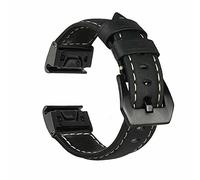 KOSSMA 20 22 26mm Leather Watchband For Garmin Fenix 7X 7 7S 6X 6 6S Pro 5X 5 5SPlus 3HR 935 D2 Watch Quick Release Easyfit Band Straps (Color : Black, Size : 26mm For Fenix 5X 5XPlus)
