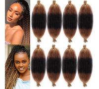 kossys Blonde Ombre 8 Bundles Elastic Afro Braids 24 Inch Pre Separated Kinky Marley Braided Soft Crochet Faux Locs Spring Hair for Women 24 Inch 8 Pieces